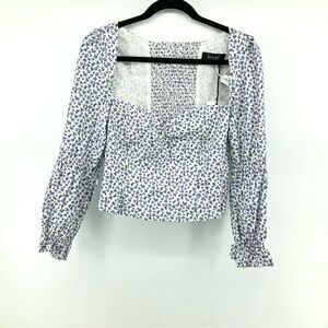 Few Moda Kourt Francesca White/Blue Floral Long Sleeve Top